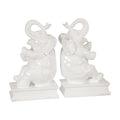 White Polyresin Elephant Bookends F212