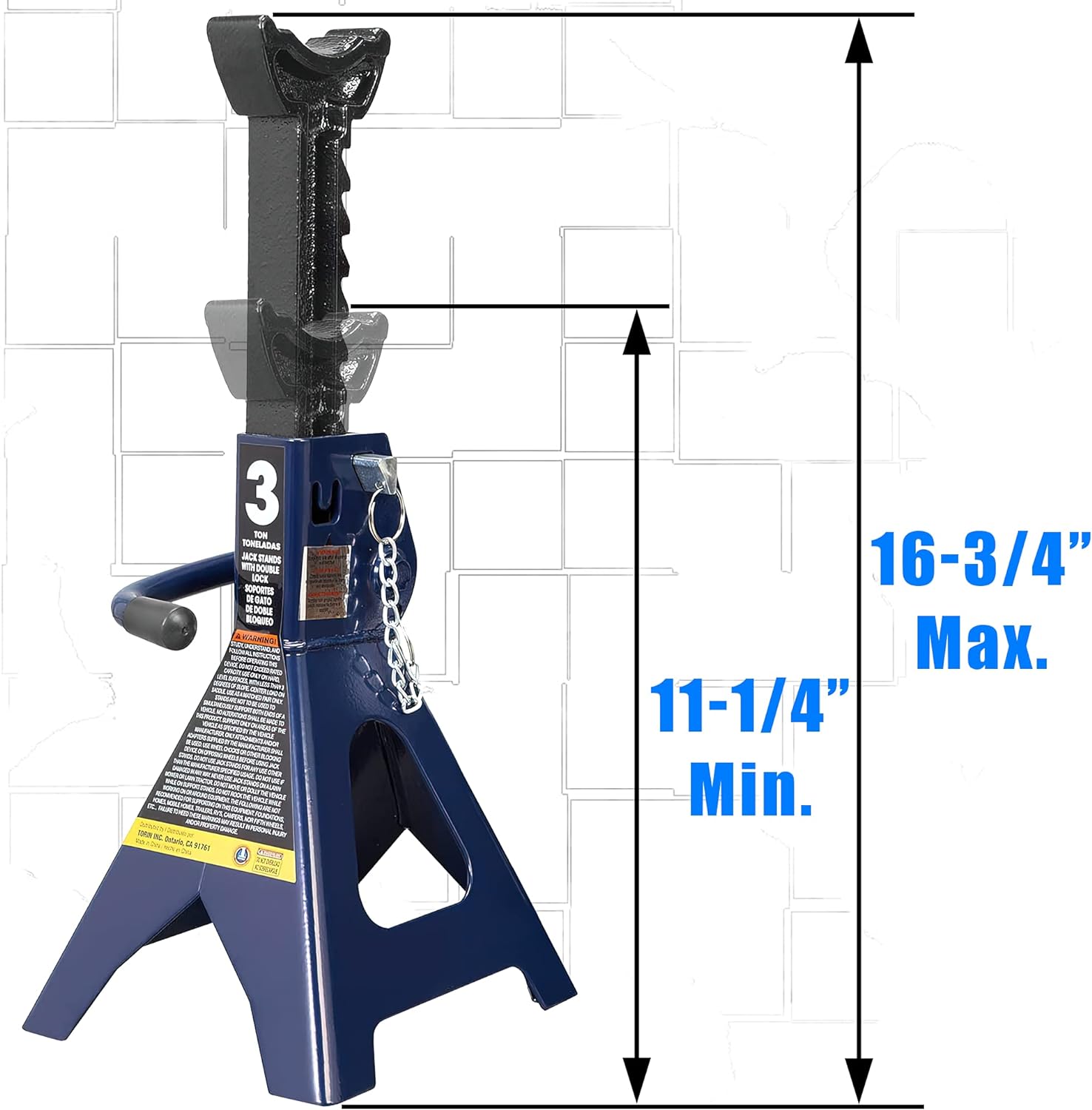 3 Ton Capacity Double Locking Steel Jack Stands, 2 Pack, Blue W966