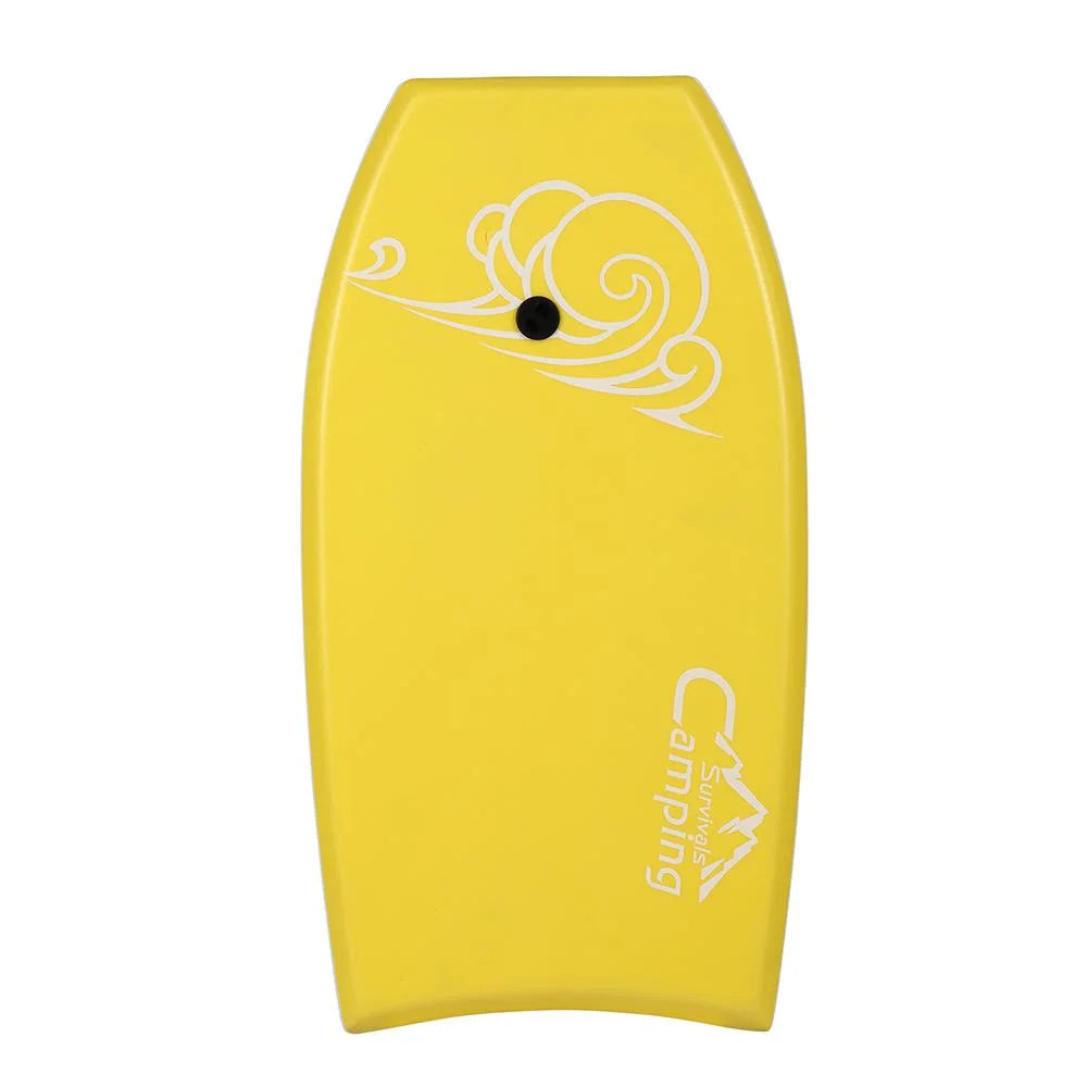 Yellow Lightweight Bodyboard with EPS Core and Wrist Leash H195