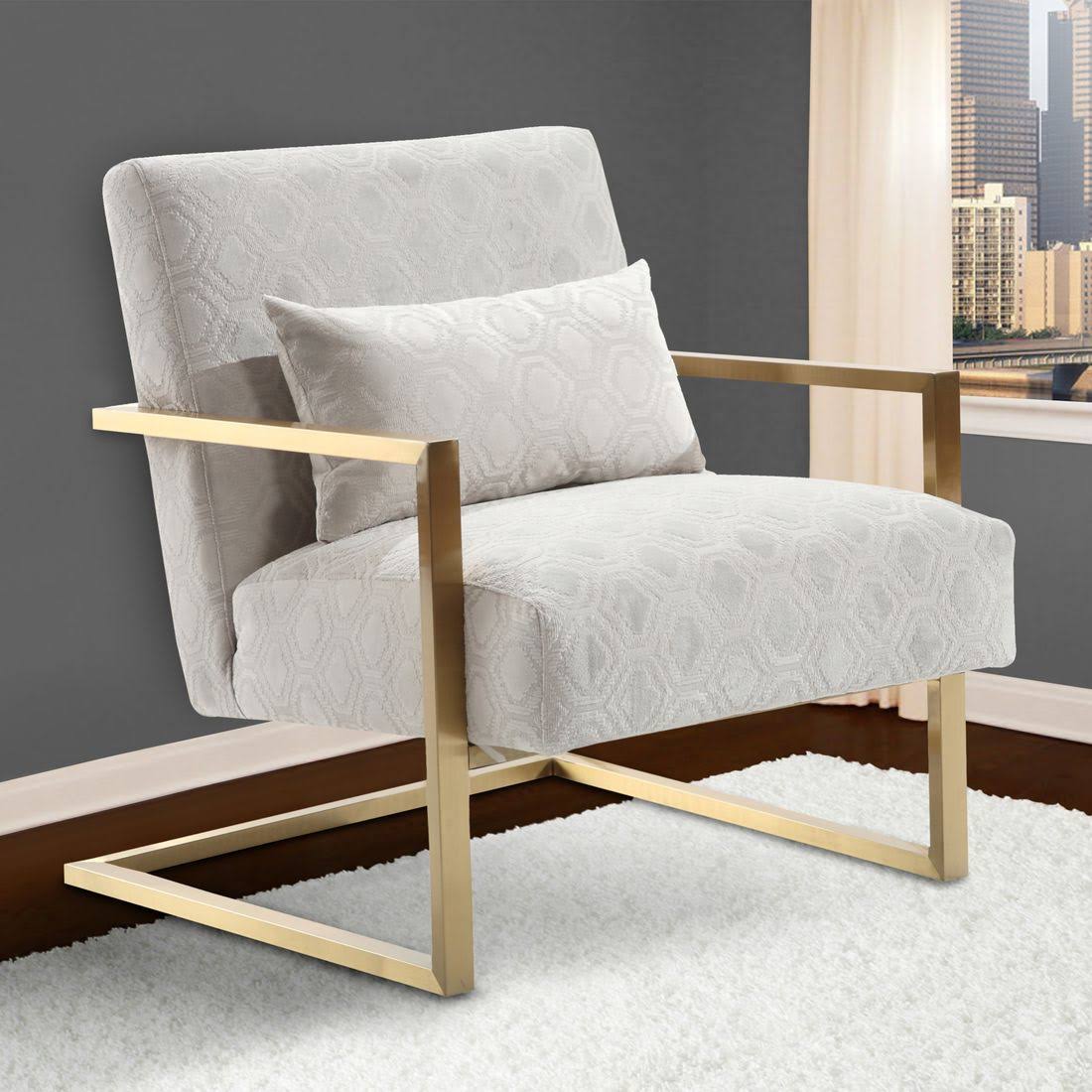 Cream Chenille and Gold Accent Chair E934