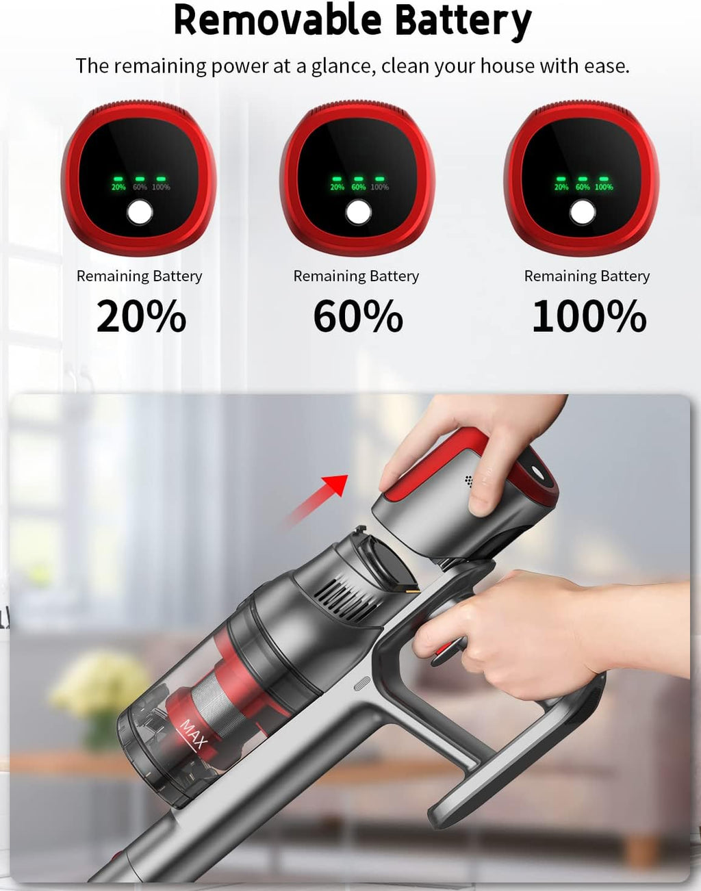 Cordless Stick Vacuum, 25Kpa 4-in-1 Lightweight, 40min Runtime, 250W Brushless Motor B35408