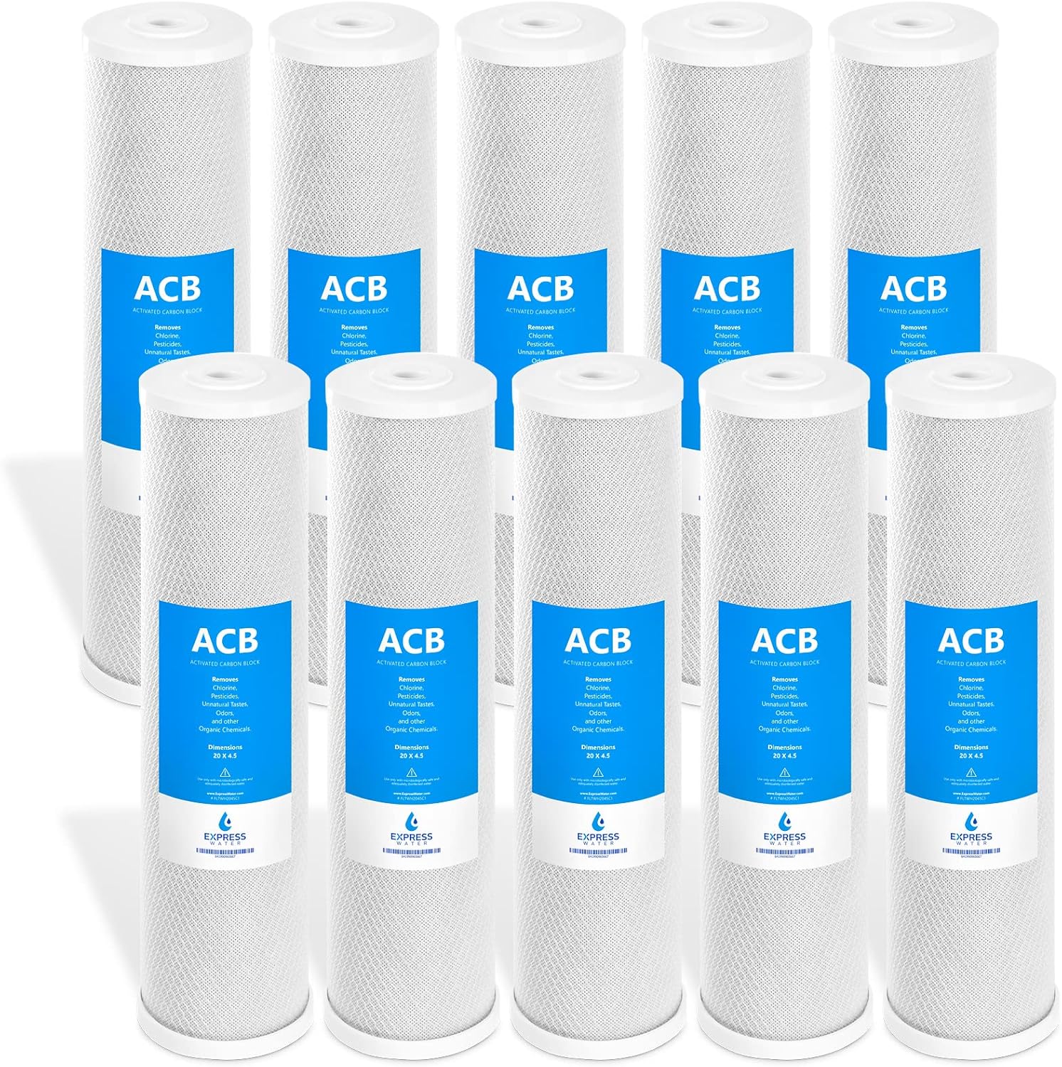 10 Pack Activated Carbon Block Water Filter 4.5" x 20" B855492