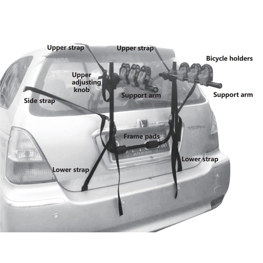 Foldable 3 Bikes Carrier Hatchback SUV Car Rack D102676