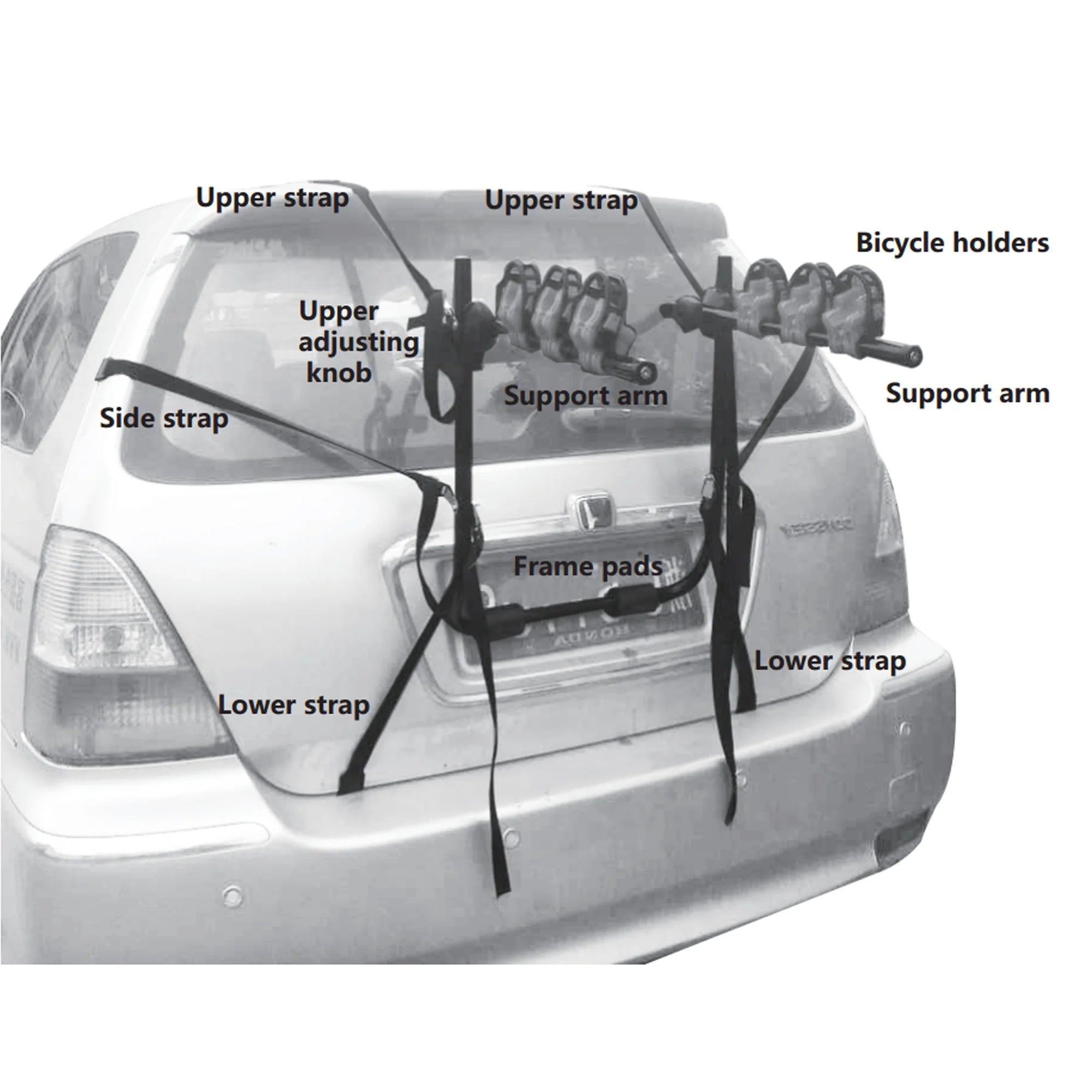 Foldable 3 Bikes Carrier Hatchback SUV Car Rack D102676