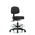 Black Adjustable Lab Stool with Back Nylon Base M7409