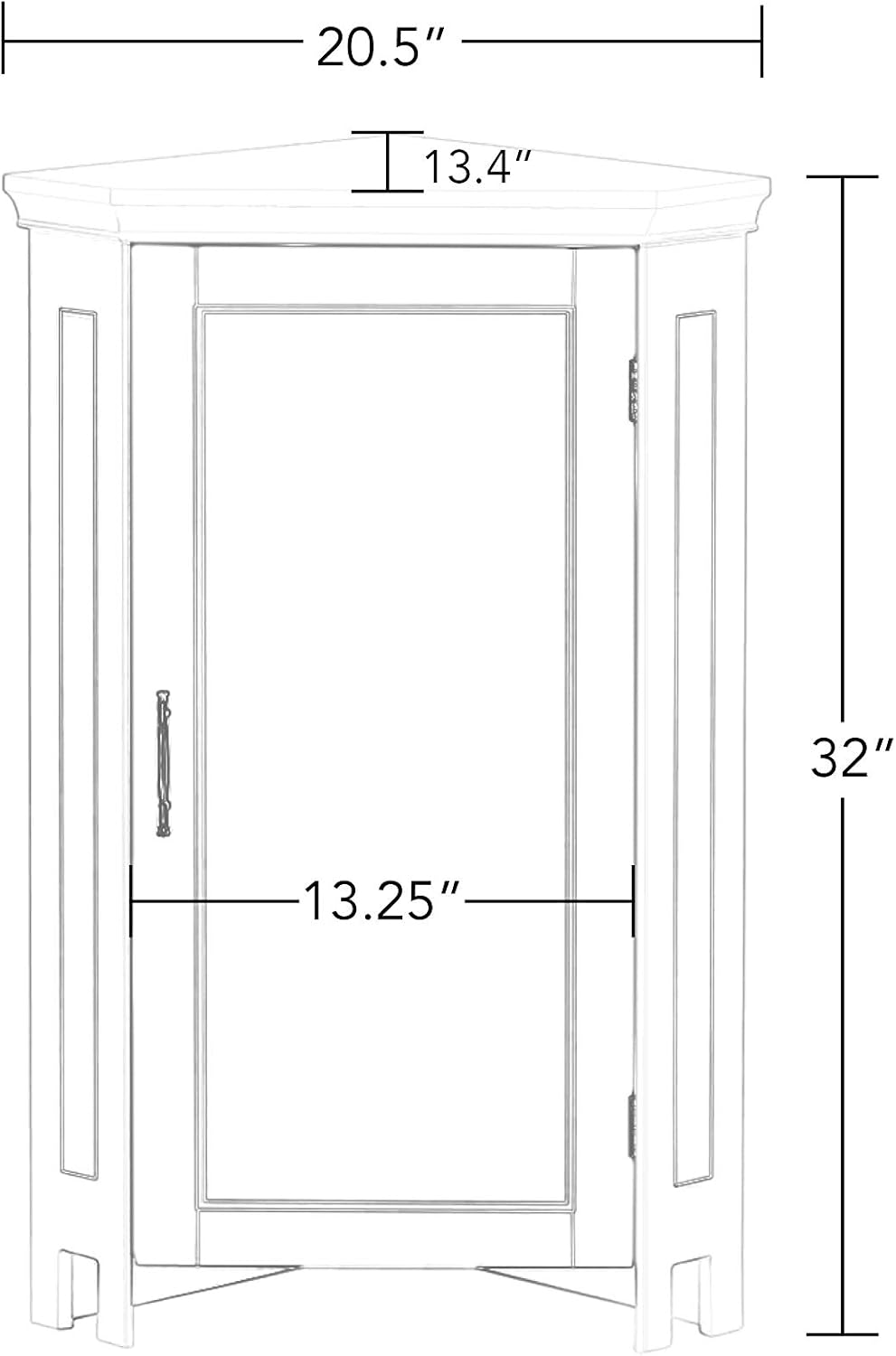 White Single Door Corner Floor Cabinet E18522