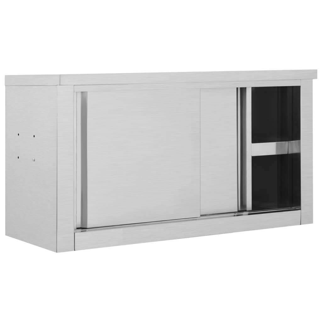 Stainless Steel Kitchen Wall Cabinet with Sliding Doors U439971