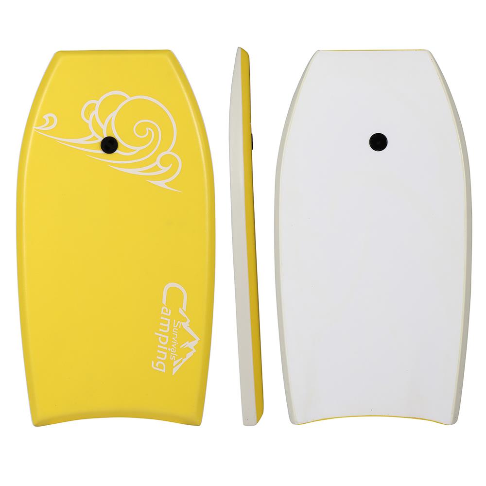 Yellow Lightweight Bodyboard with EPS Core and Wrist Leash H195