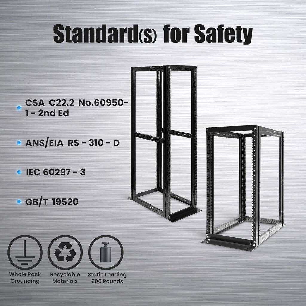 22U 4 Post Open Rack Frame Rack Enclosure 19 Inch Adjustable Depth Aluminum M227