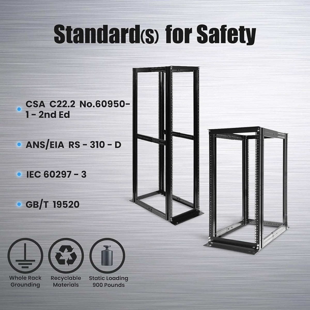 22U 4 Post Open Rack Frame Rack Enclosure 19 Inch Adjustable Depth Aluminum M227