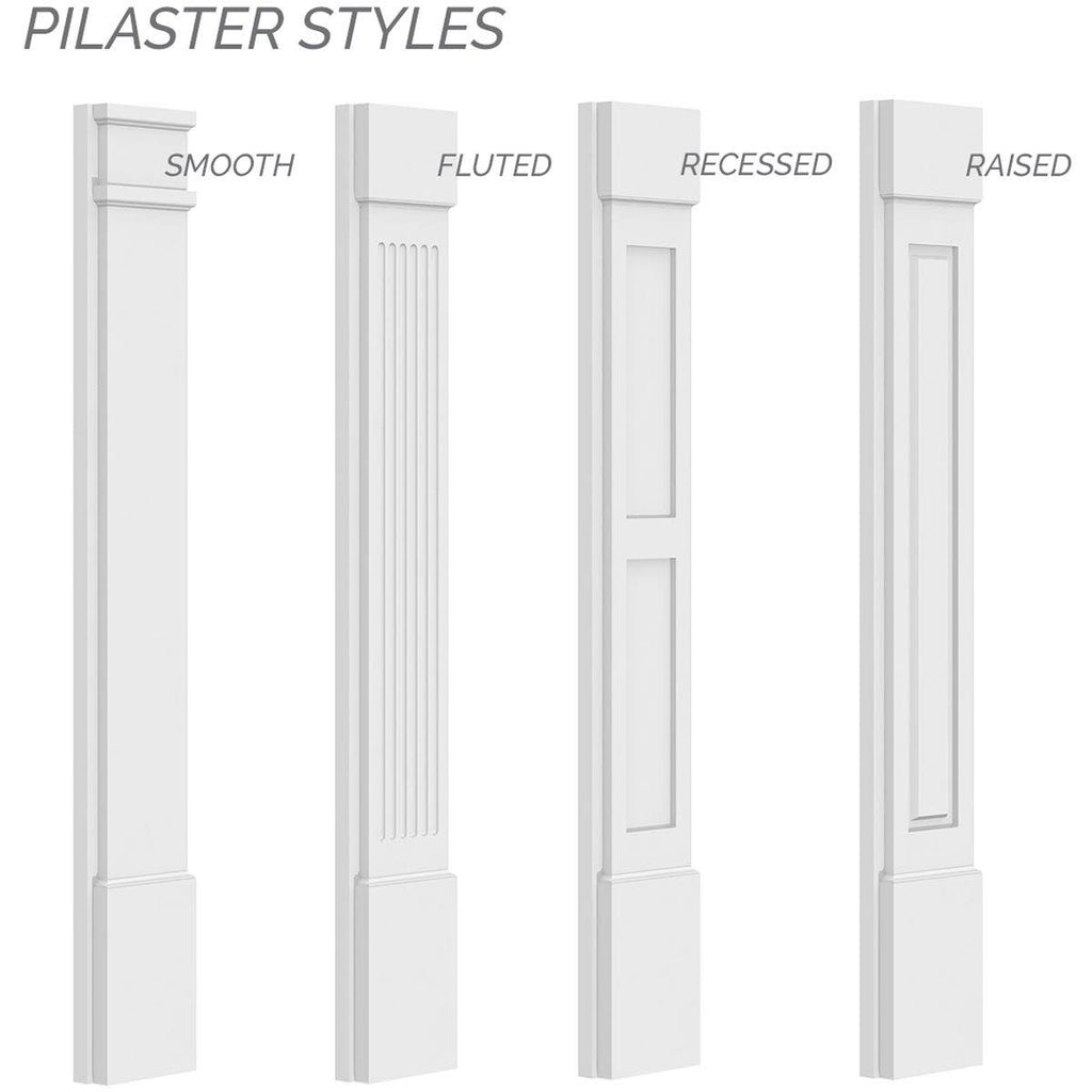 Two Equal Raised Panel PVC Pilaster with Capital and Base (Pair) C465600