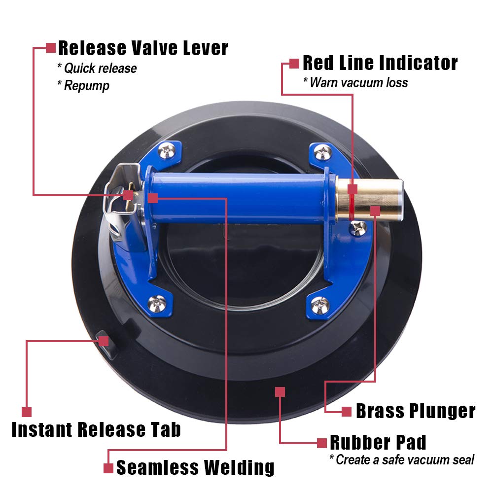 Glass Suction Cup Lifter with Metal Handle D8308