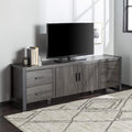 60 Inch Wood TV Stand with Cabinet Doors and Open Shelves Y610