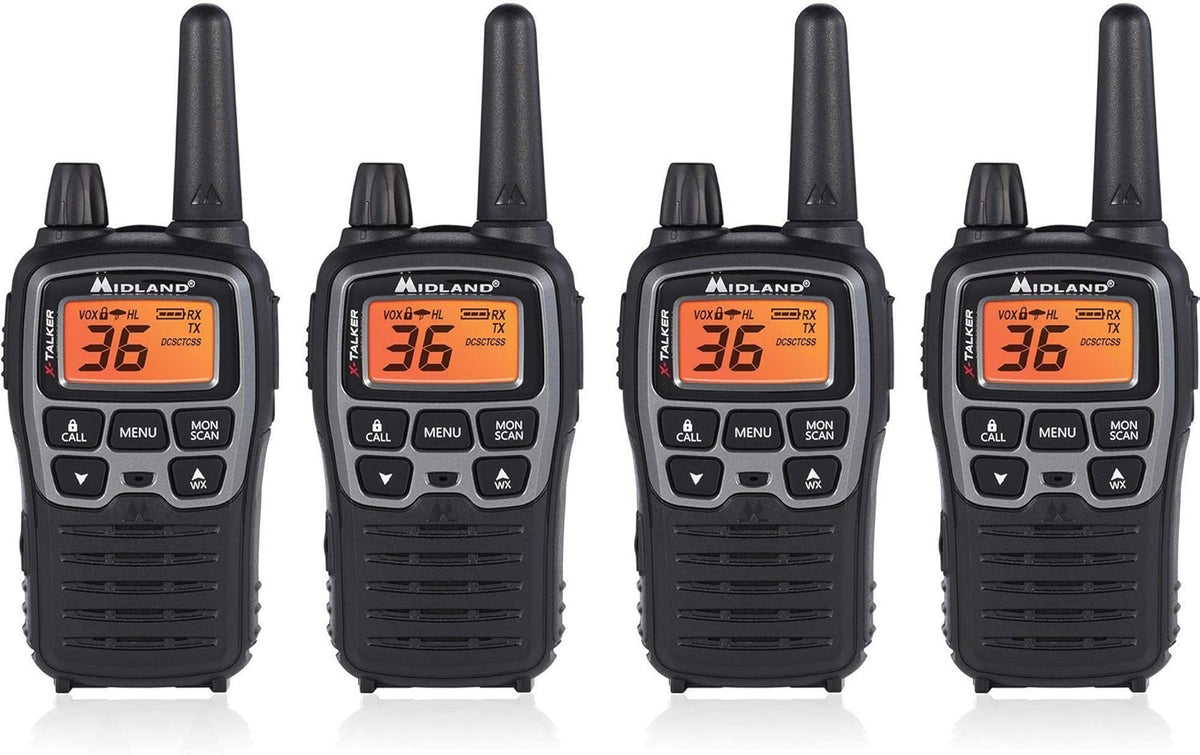 36 Channel FRS Two-Way Radio Walkie Talkie, Black/Silver, Pack of 2 O8718