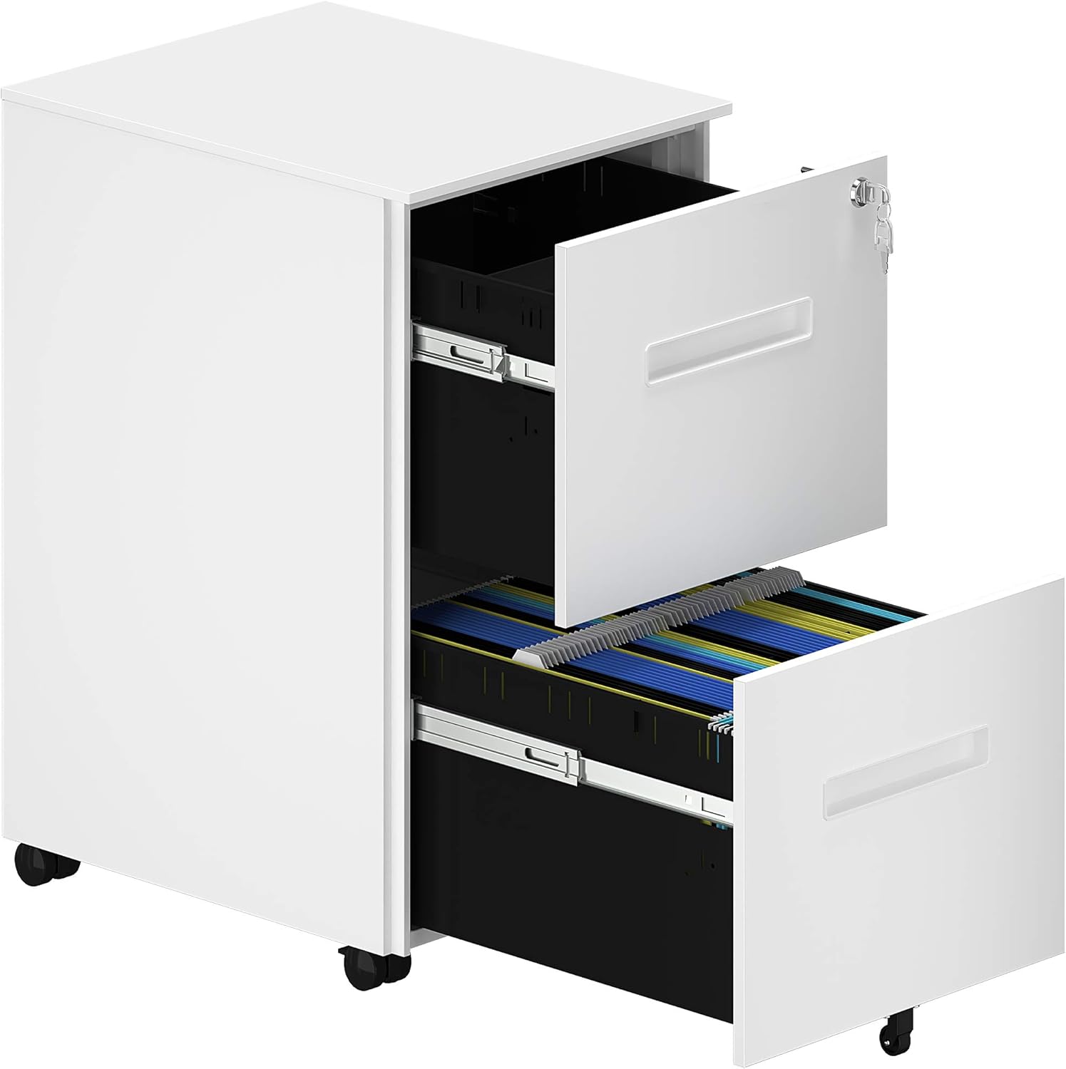 2-Drawer Mobile File Cabinet with Lock, Metal, Black A30976