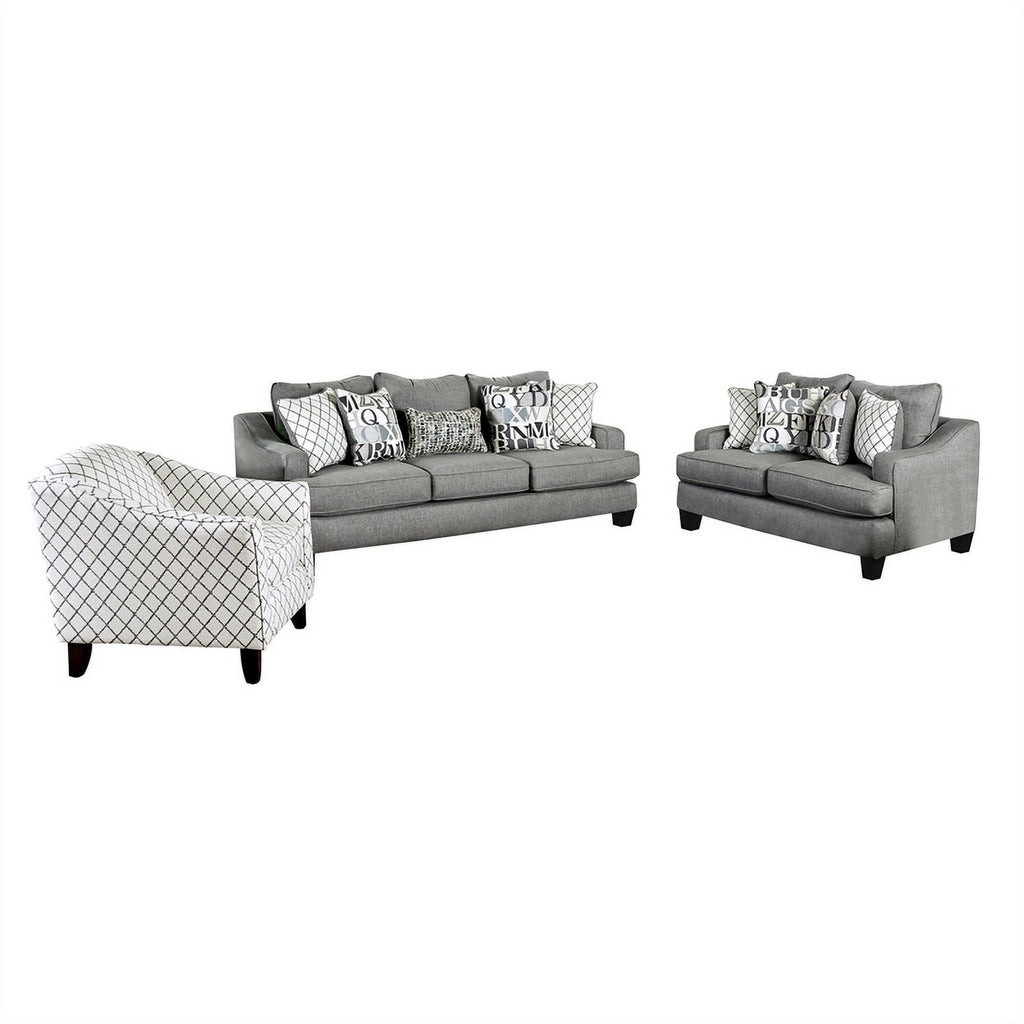 Bluish Gray Fabric 3-Piece Sofa Set P2986