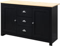 Black Kitchen Sideboard Buffet Storage Cabinet with 2 Side Cabinets 3 Drawers P612