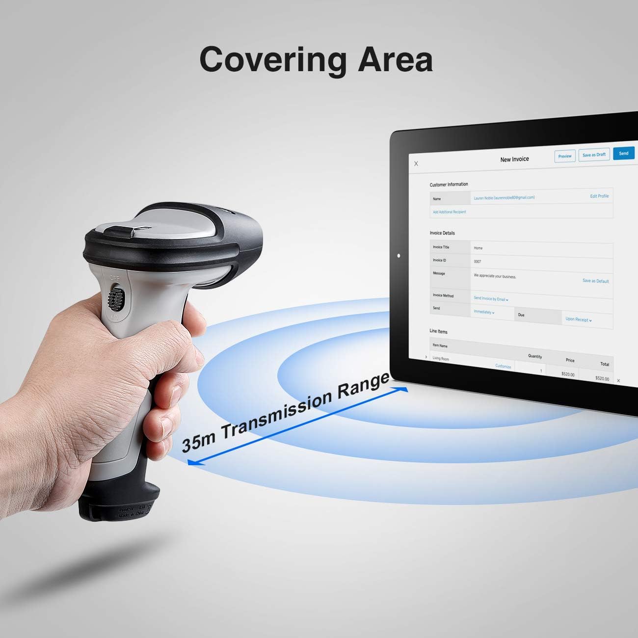 Bluetooth Barcode Scanner, 35m Range A999376