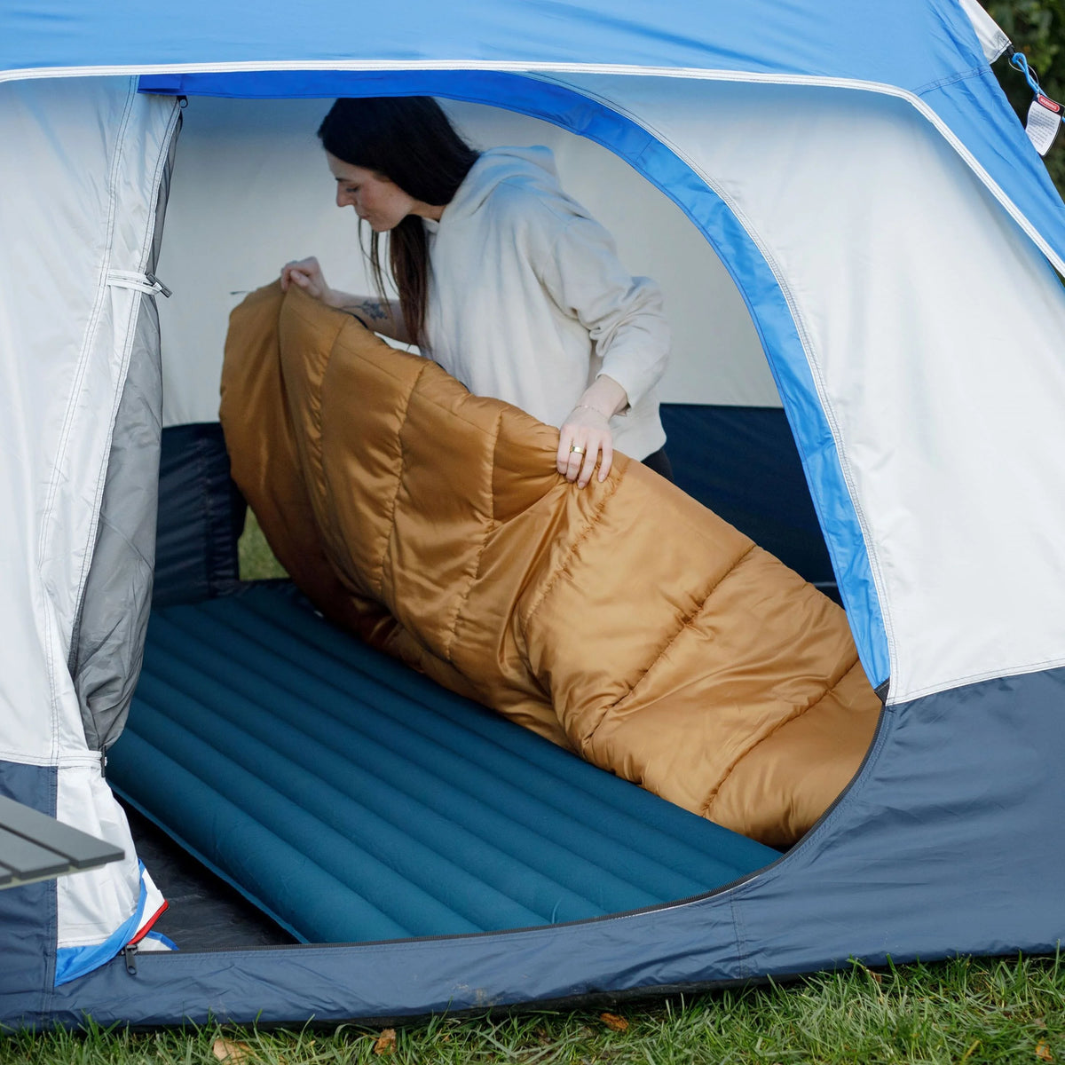 Adult Inflatable Camp Sleeping Pad - Blue, 78"L x 25"W x 3.5"H M7862