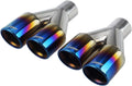 Dual Exhaust Tips 2.25 inch inlet 3 inch outlet 9.2" Long Blue 304 Polished Stainless Steel Weld on Exhaust Tailpipe Tips Pack of 2 A556