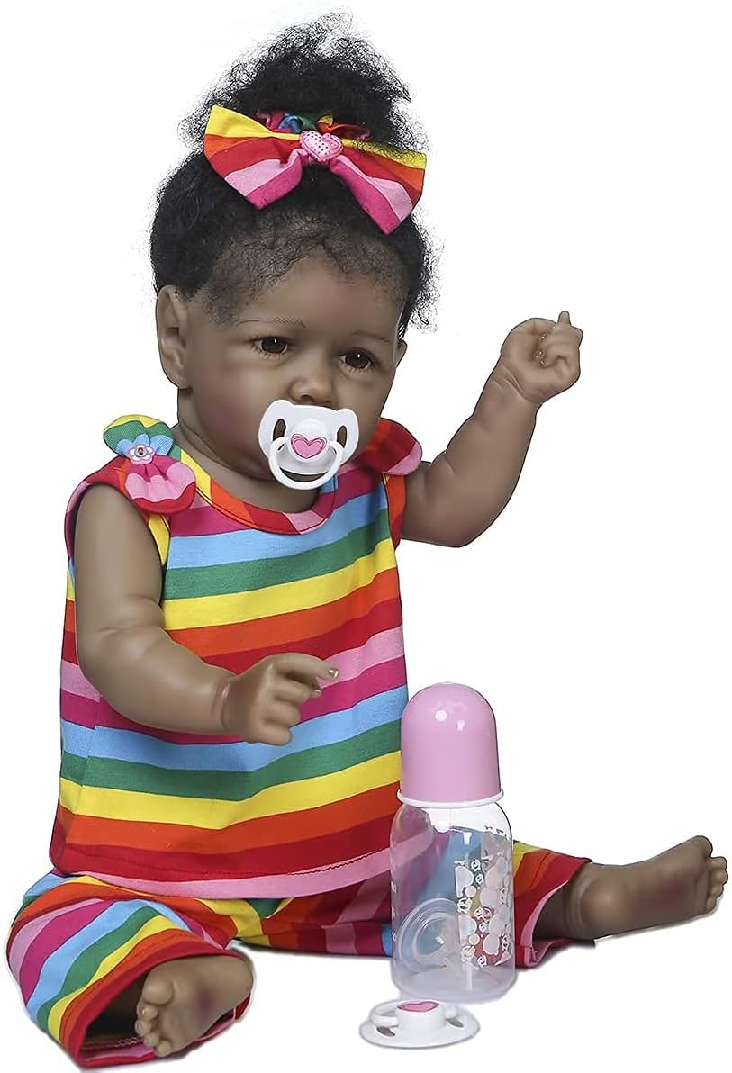 22 inch Realistic Reborn Baby Doll with Curly Brown Hair W833