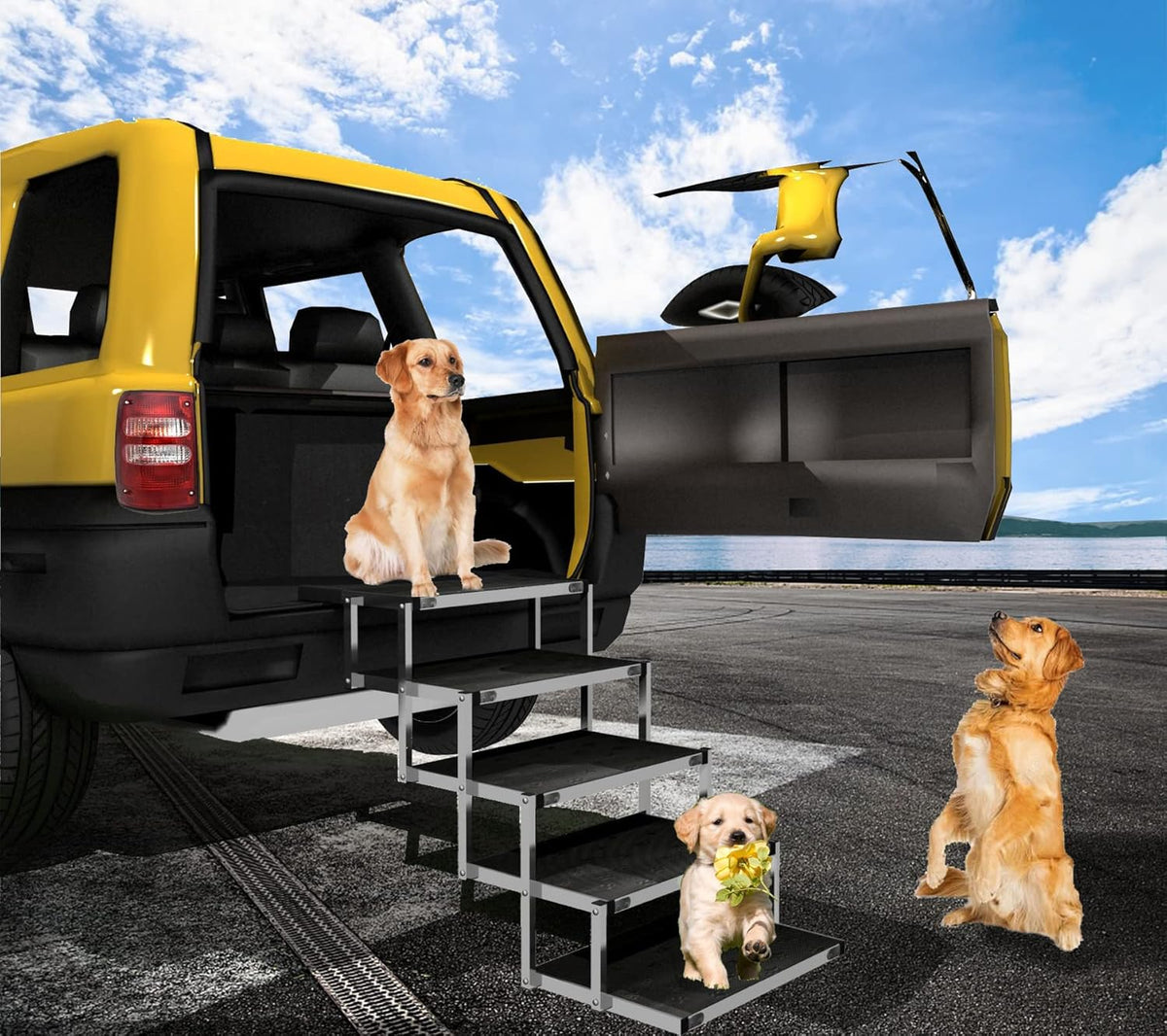 Folding Dog Ramp for Large Dogs with Non-Slip Surface T5950