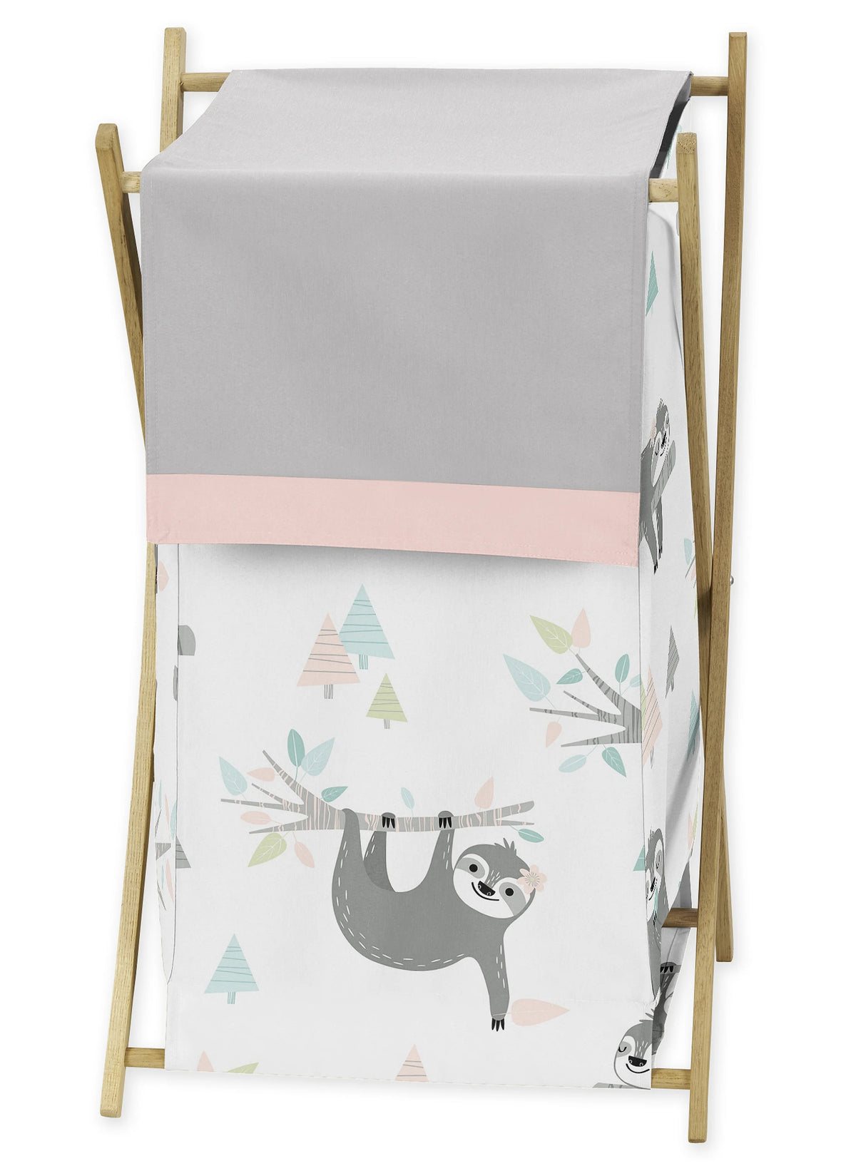 Pink and Grey Jungle Sloth Leaf Baby Kid Clothes Laundry Hamper U952811