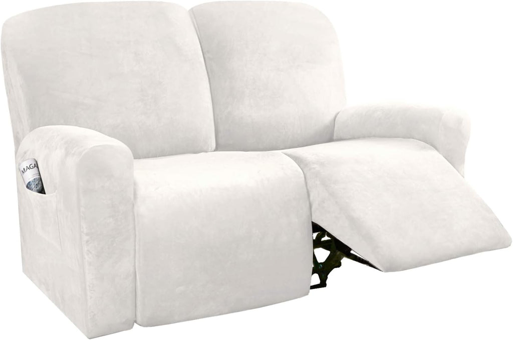 6-Pieces Velvet Stretch Recliner Loveseat Covers for 2 Cushion Sofa (Medium, Camel) J290704
