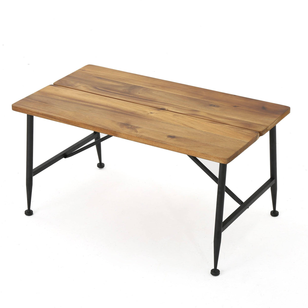 Rustic Industrial Acacia Wood Coffee Table with Metal Frame V423199