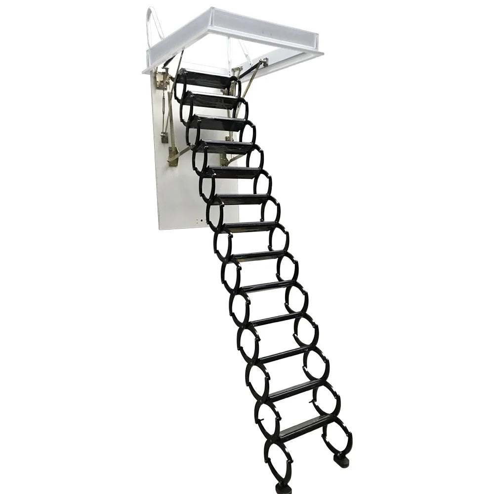 Black Titanium-Magnesium Alloy Attic Ceiling Ladder Stairs F9111