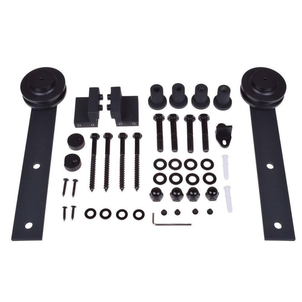 Unfinished Paneled Wood Barn Door with Installation Hardware Kit O9852