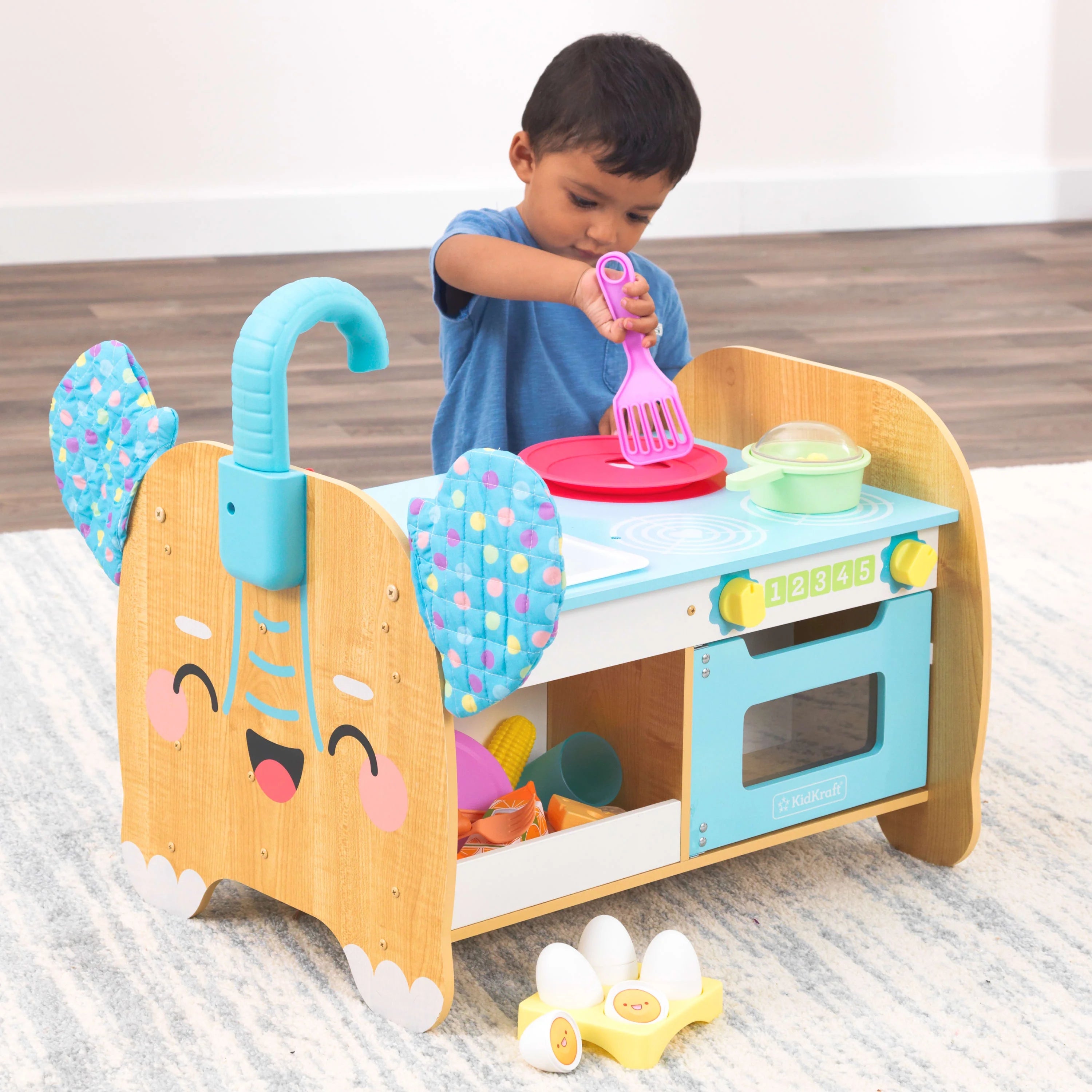 Wooden Toddler Kitchen Activity Center with 23 Accessories D30718