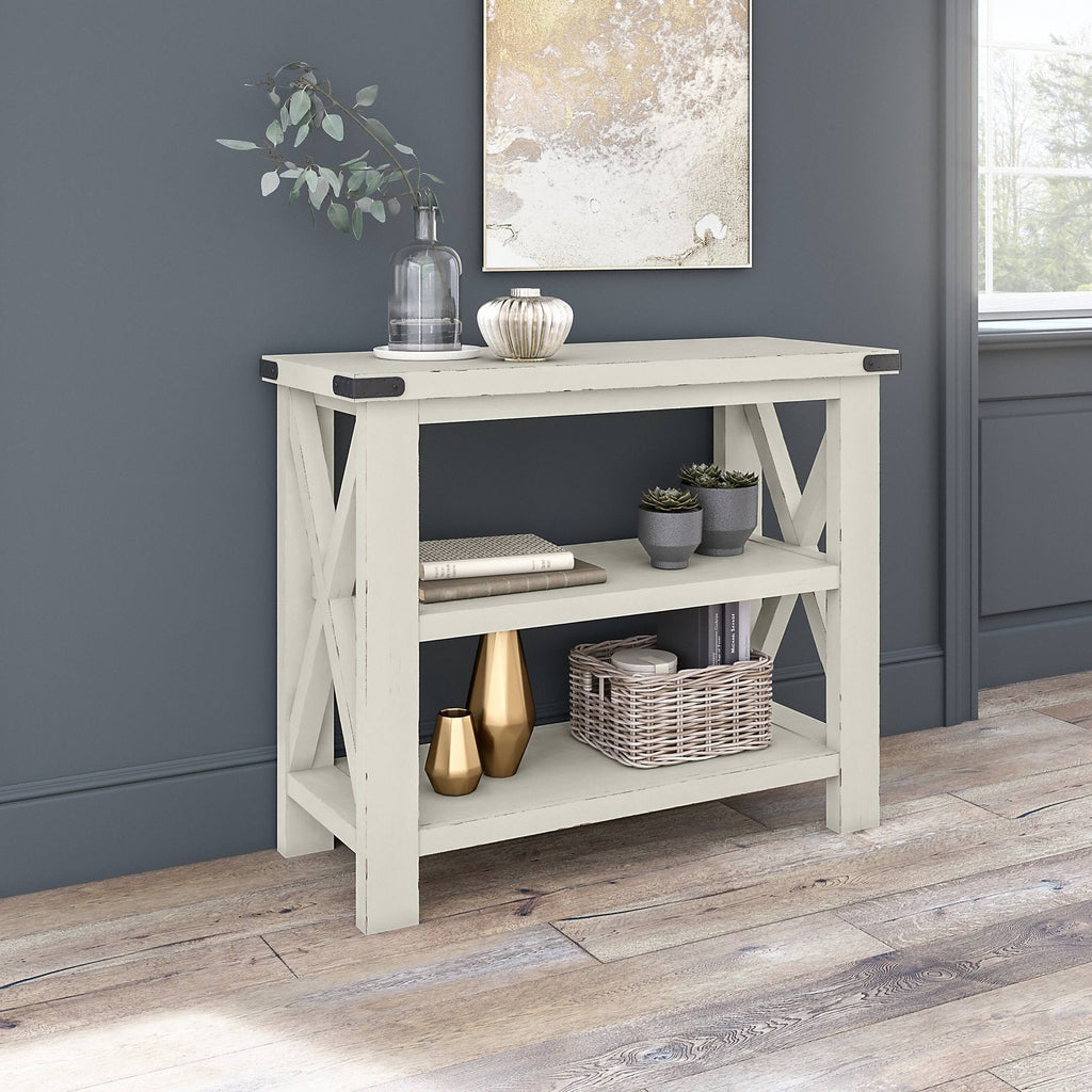 36W Narrow Console Table with Shelves in Lakewood White L8401