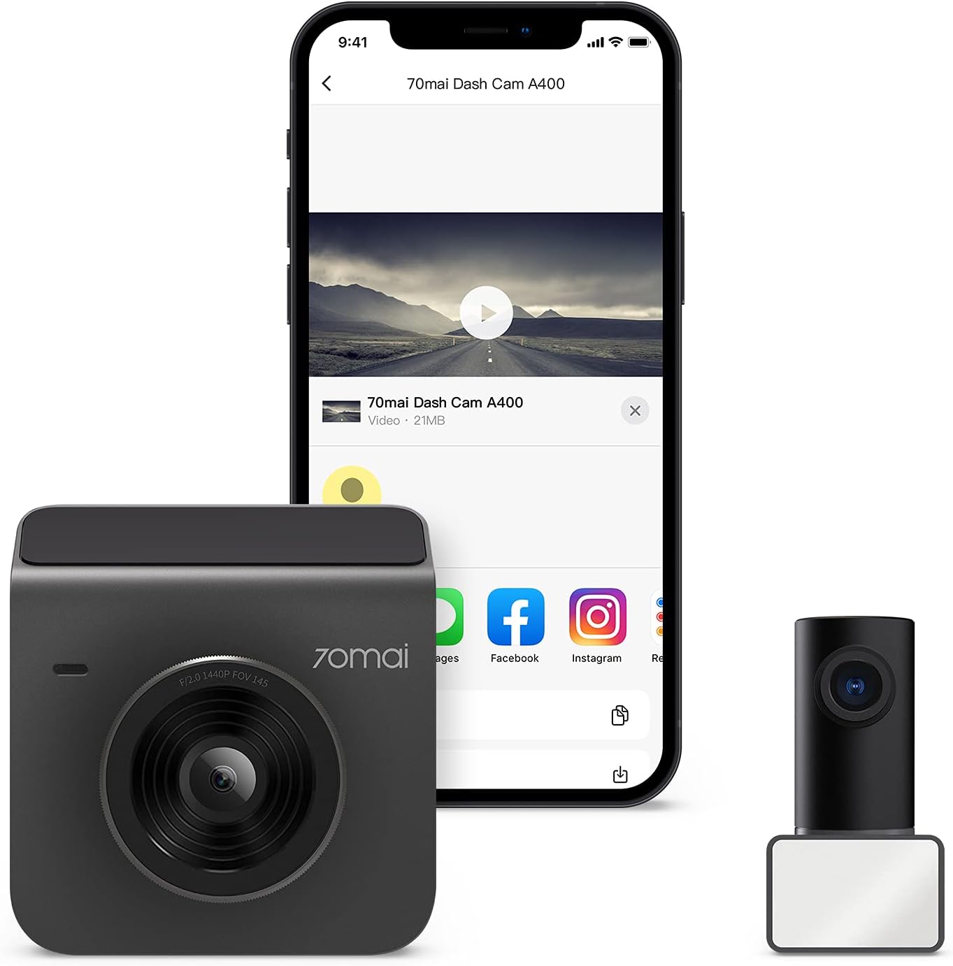 Gray Dash Cam Front and Rear 2K QHD Built in WiFi P51658