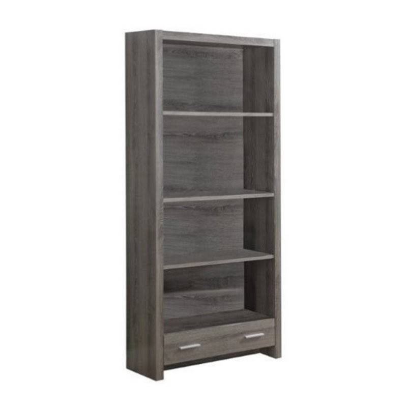 4 Shelf Bookcase with Storage Drawer in Dark Taupe Q902