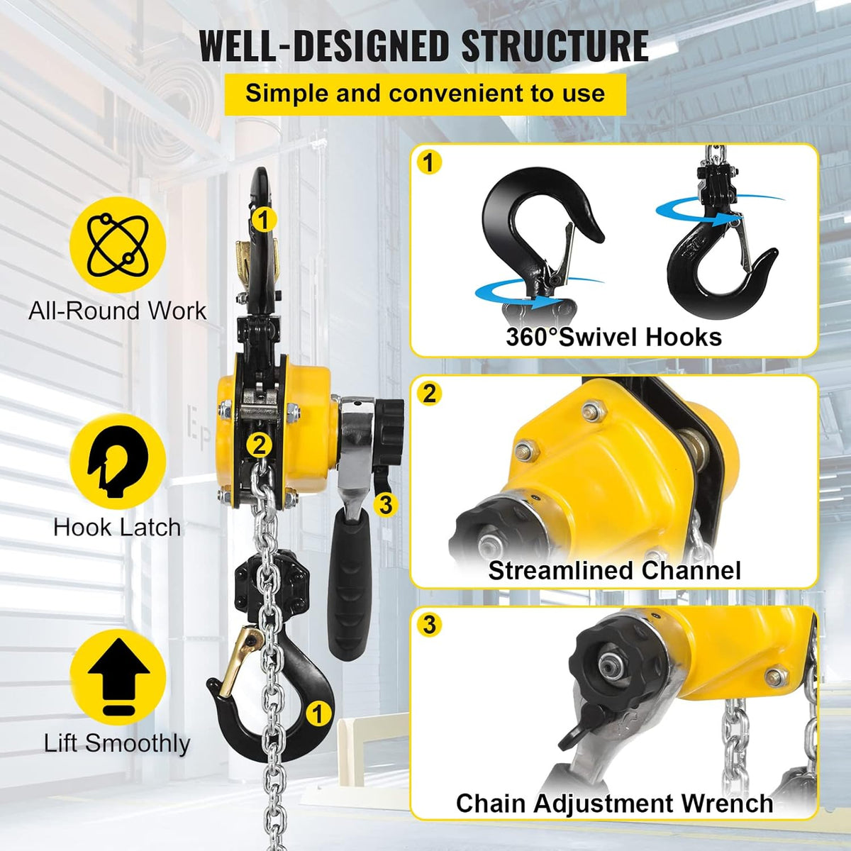 0.5T 10 Ft Alloy Steel G80 Chain Lever Hoist with Hook Pack of 2 G21980