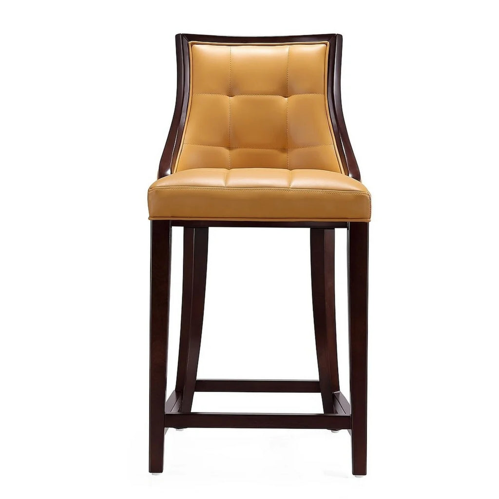 Camel and Dark Walnut Beech Wood Counter Height Bar Stool (Set of 2) B270