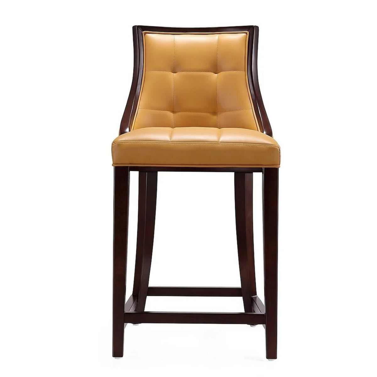 Camel and Dark Walnut Beech Wood Counter Height Bar Stool (Set of 2) B270