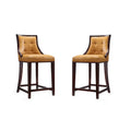 Camel and Dark Walnut Beech Wood Counter Height Bar Stool (Set of 2) B270