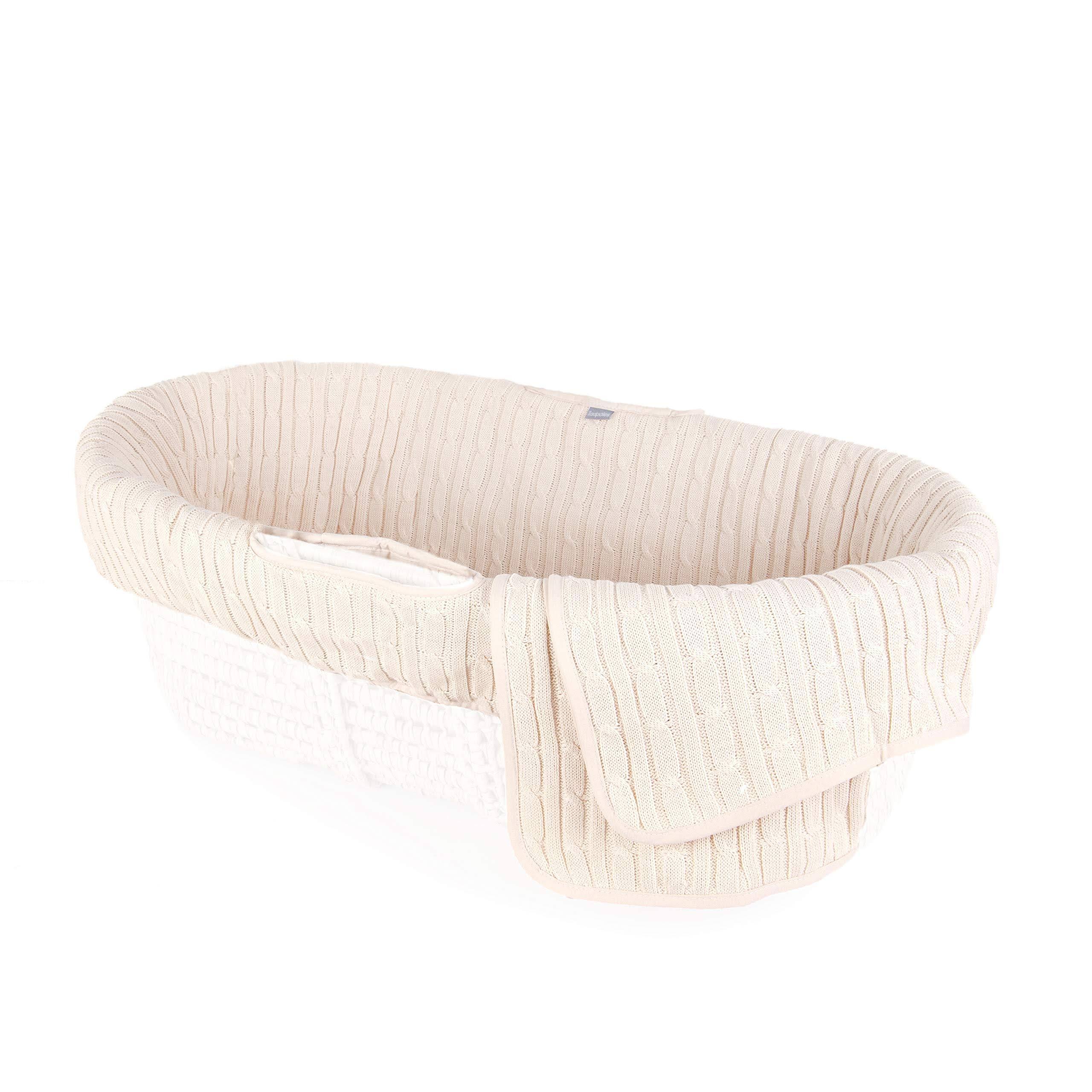 Natural Cable Knit Moses Basket and Bedding Set M8131