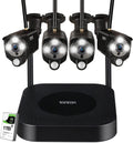 8CH NVR with 1TB HDD and 4PCS 3MP Outdoor Bullet Cameras with PIR Sensor and Floodlight (Black) J2337