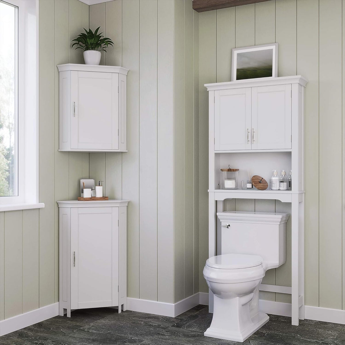 White Single Door Corner Floor Cabinet E18522