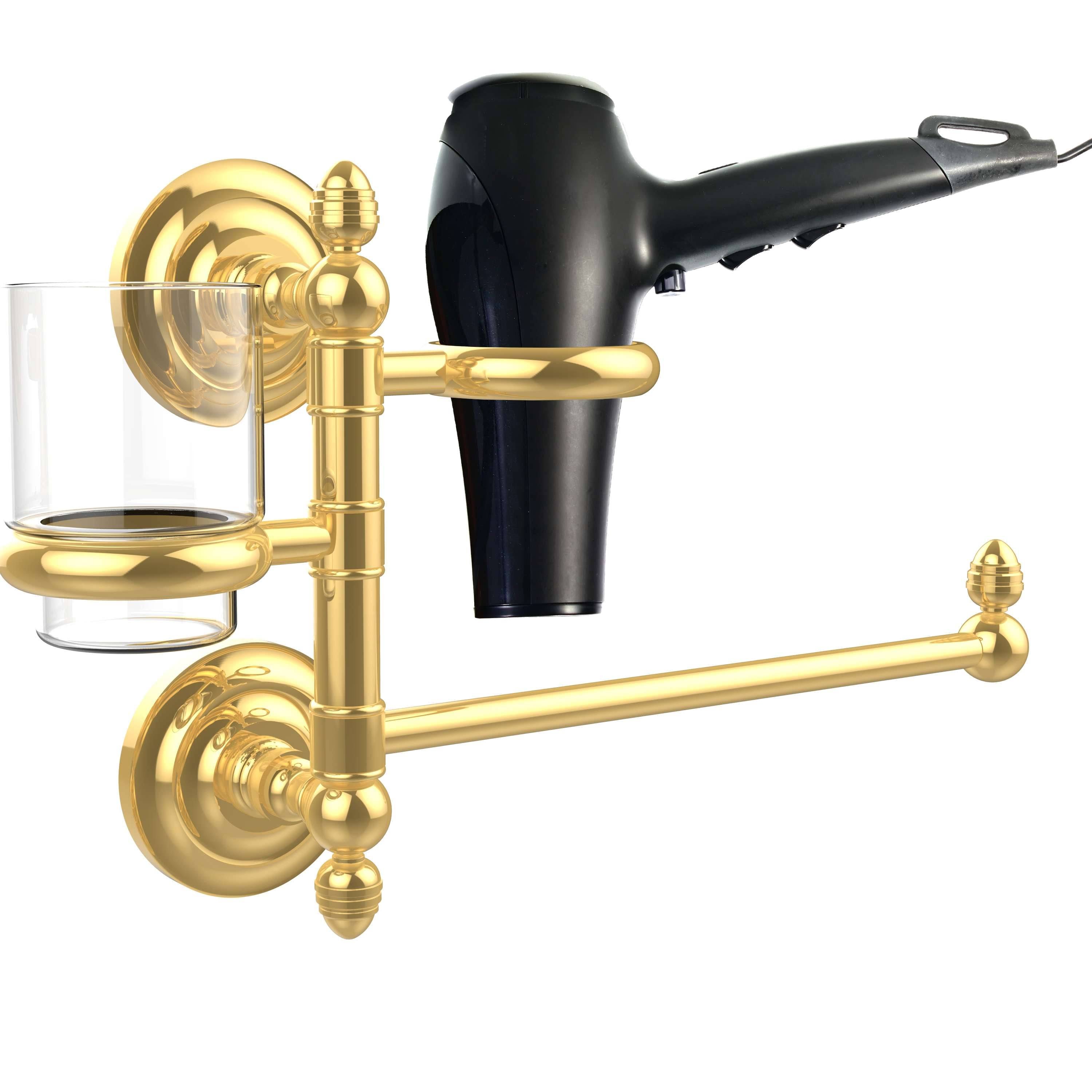 Unlacquered Brass Hair Dryer Holder and Organizer S9377