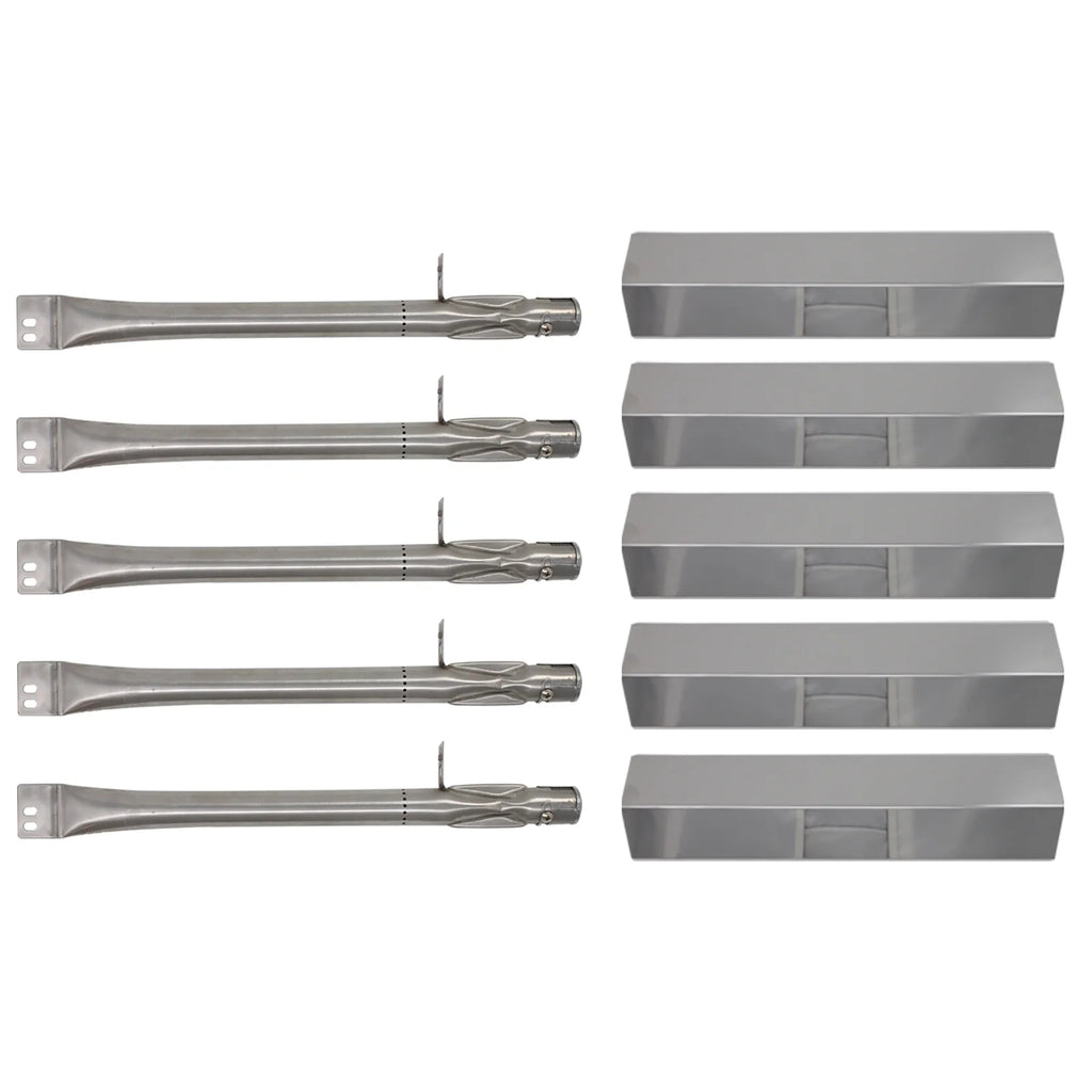 5-Pack Stainless Steel BBQ Gas Grill Tube Burner & Heat Shield Plate Replacement Parts B9194