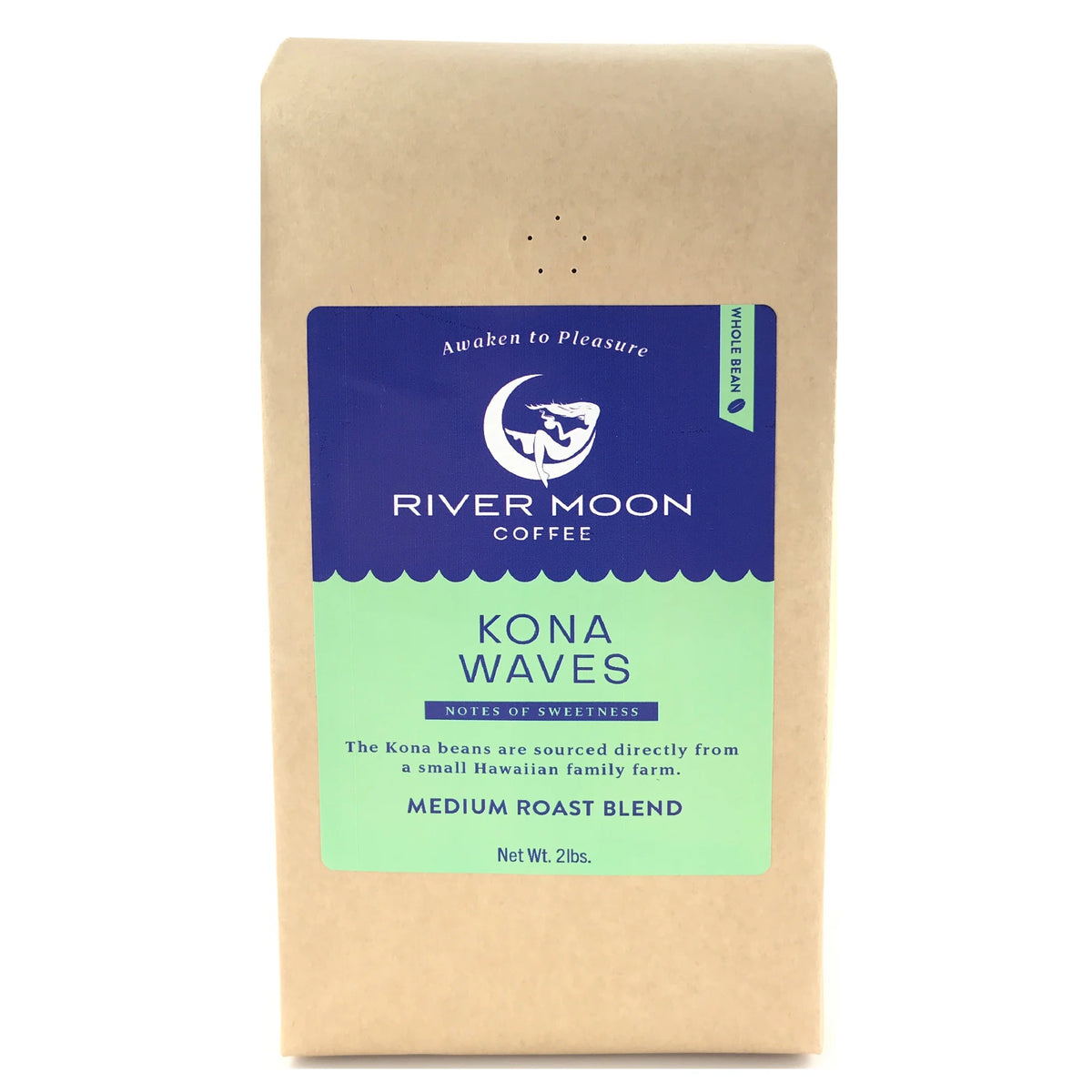 Kona Waves Whole Bean Medium Roast Coffee, 2 lb. Q953