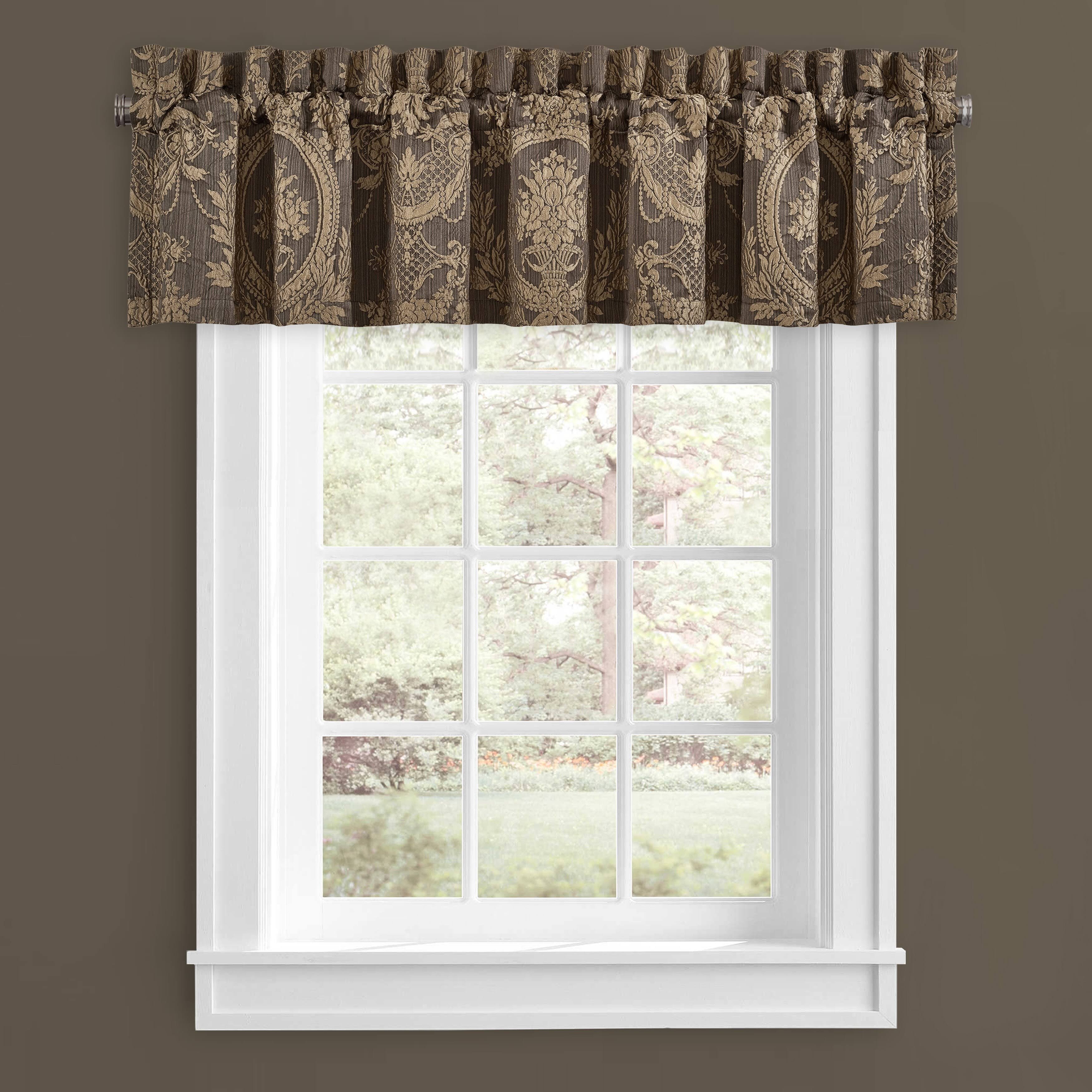 Taupe/Chocolate Rod Pocket Window Valance T452