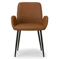 Caramel Brown Arm Chair with Black Steel Legs (Set of 2) M272