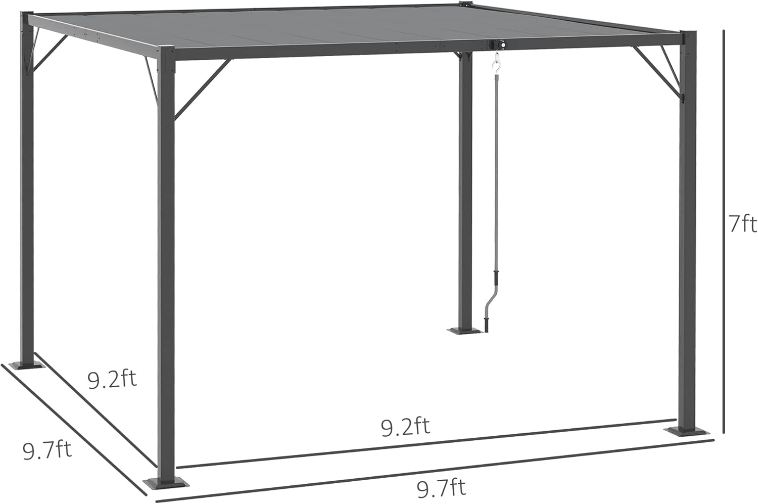10' x 10' Outdoor Louvered Pergola Patio Aluminum Gazebo Canopy with Adjustable Roof Sun Shade, Grey S924