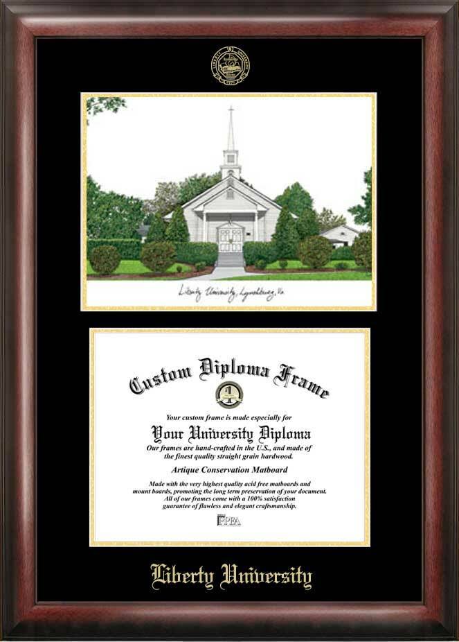 Gold Embossed Diploma Frame with Campus Images Lithograph I366127