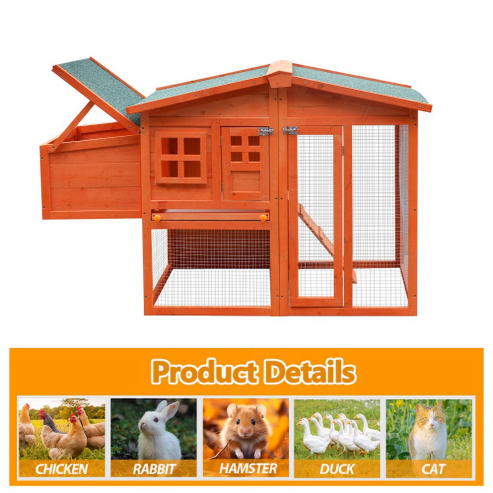 Large Wooden Chicken Coop with Nest Box H398
